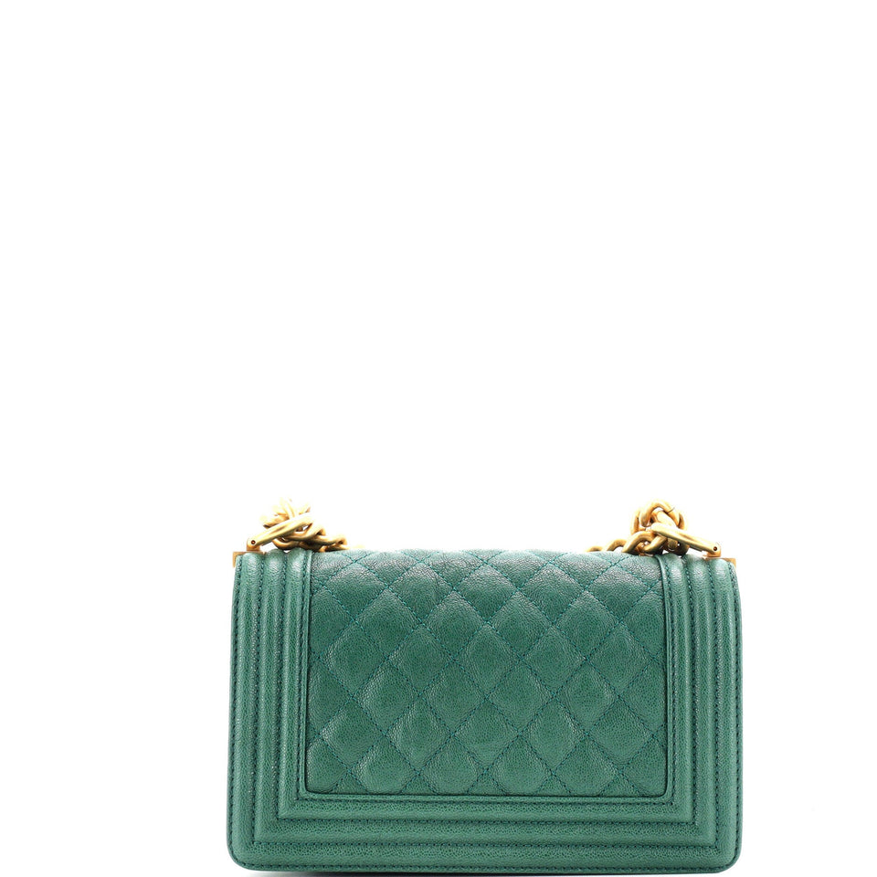 Boy Flap Bag Quilted Caviar Small