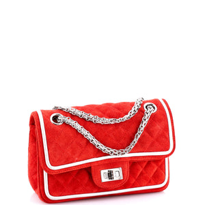 Reissue 2.55 Flap Bag Quilted Suede with Metallic Calfskin 224