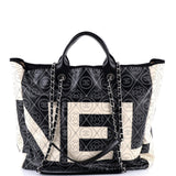 Logo Camellia Shopping Tote Printed Coated Canvas Medium