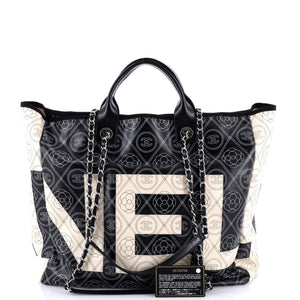 Logo Camellia Shopping Tote Printed Coated Canvas Medium