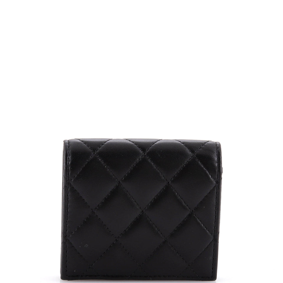Crystal CC Bifold Wallet Quilted Lambskin Compact