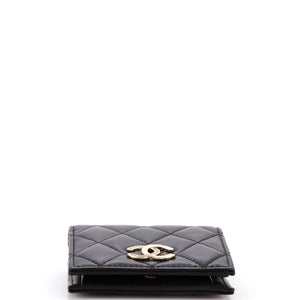 Crystal CC Bifold Wallet Quilted Lambskin Compact