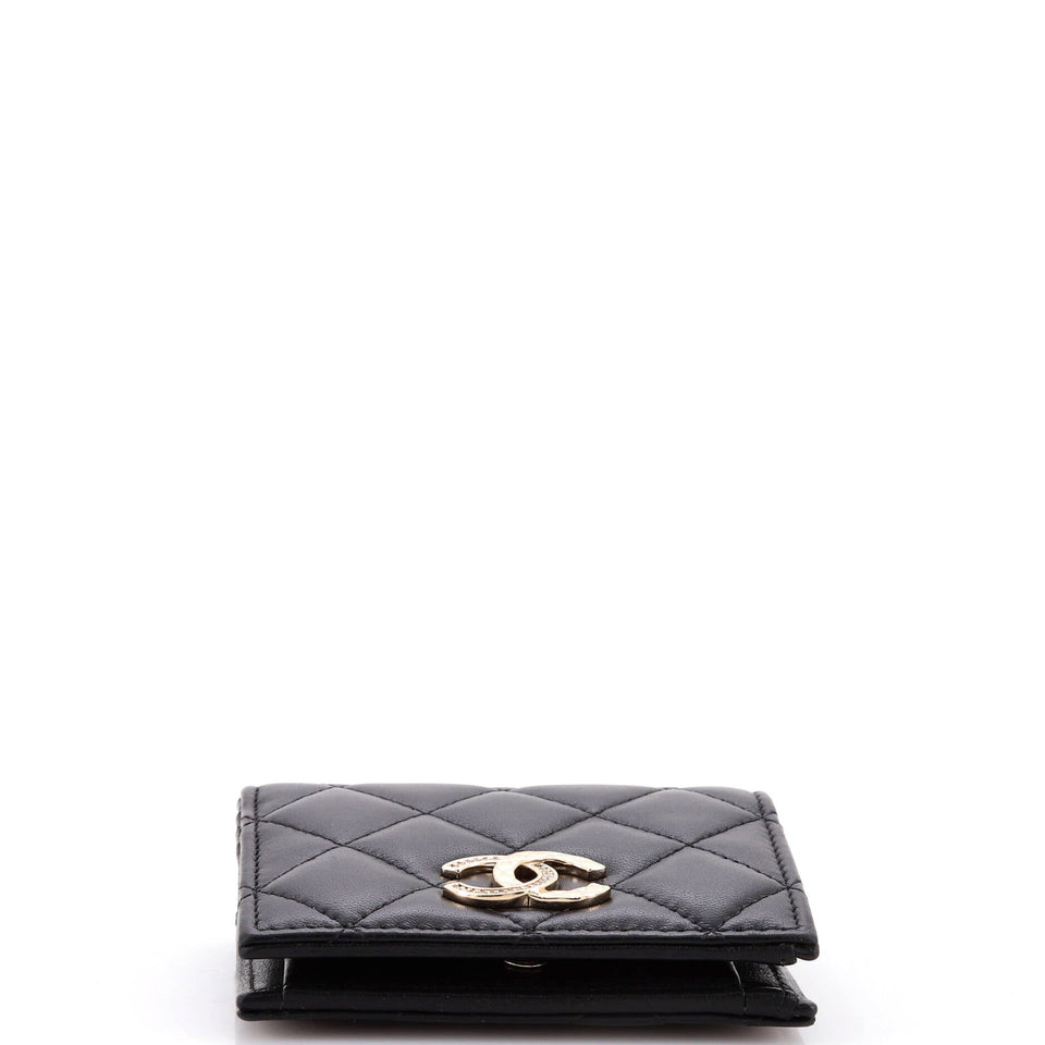 Crystal CC Bifold Wallet Quilted Lambskin Compact
