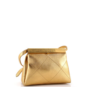 Logo Kisslock Frame Bag Quilted Calfskin Small