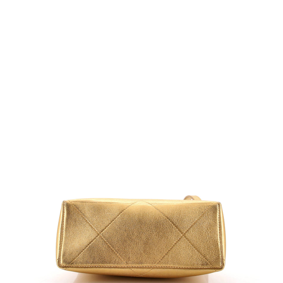Logo Kisslock Frame Bag Quilted Calfskin Small