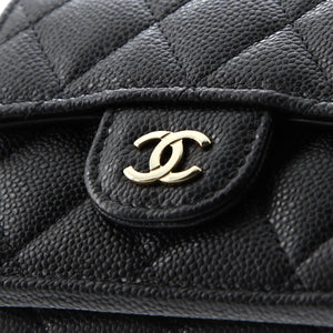 Trifold Classic Flap Wallet Quilted Caviar Small