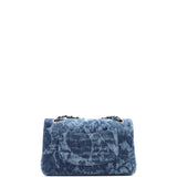 Camellia Classic Double Flap Bag Quilted Printed Denim Medium