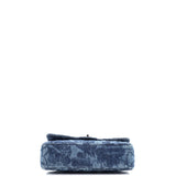 Camellia Classic Double Flap Bag Quilted Printed Denim Medium