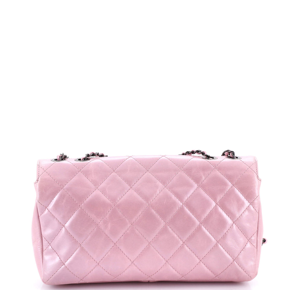 Pleated Chain Flap Bag Quilted Calfskin Medium