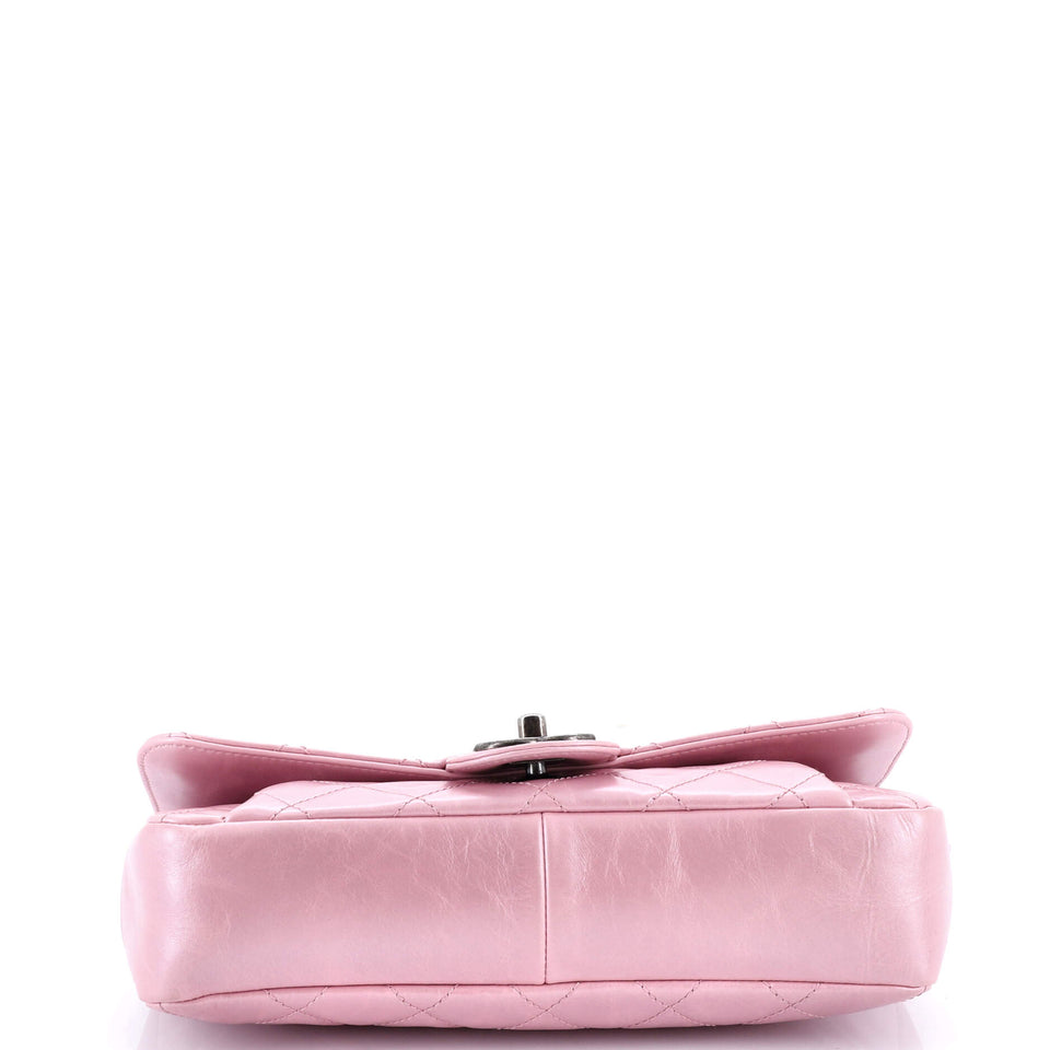 Pleated Chain Flap Bag Quilted Calfskin Medium