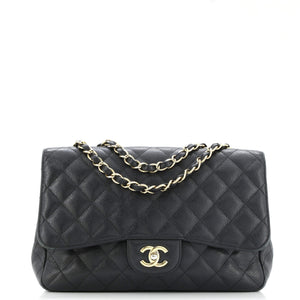 Classic Single Flap Bag Quilted Caviar Jumbo