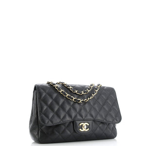 Classic Single Flap Bag Quilted Caviar Jumbo
