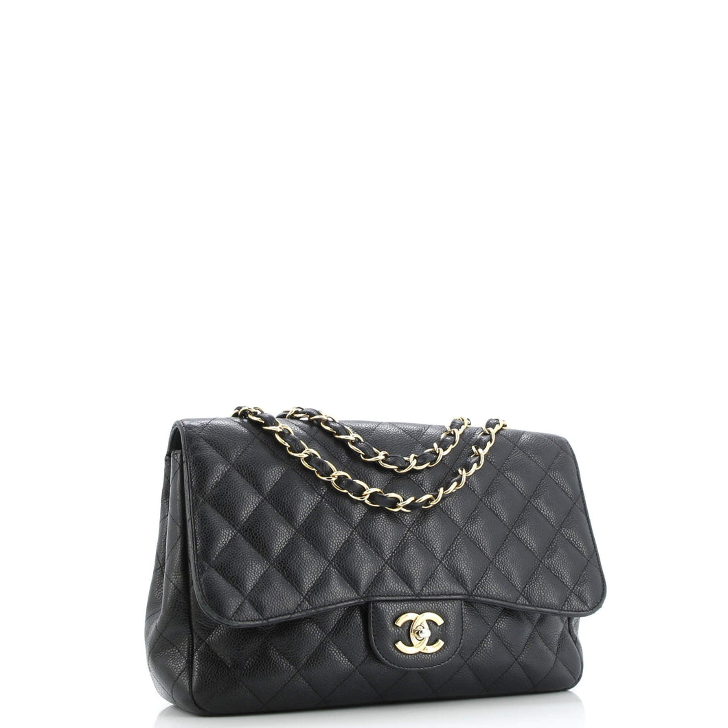 Classic Single Flap Bag Quilted Caviar Jumbo