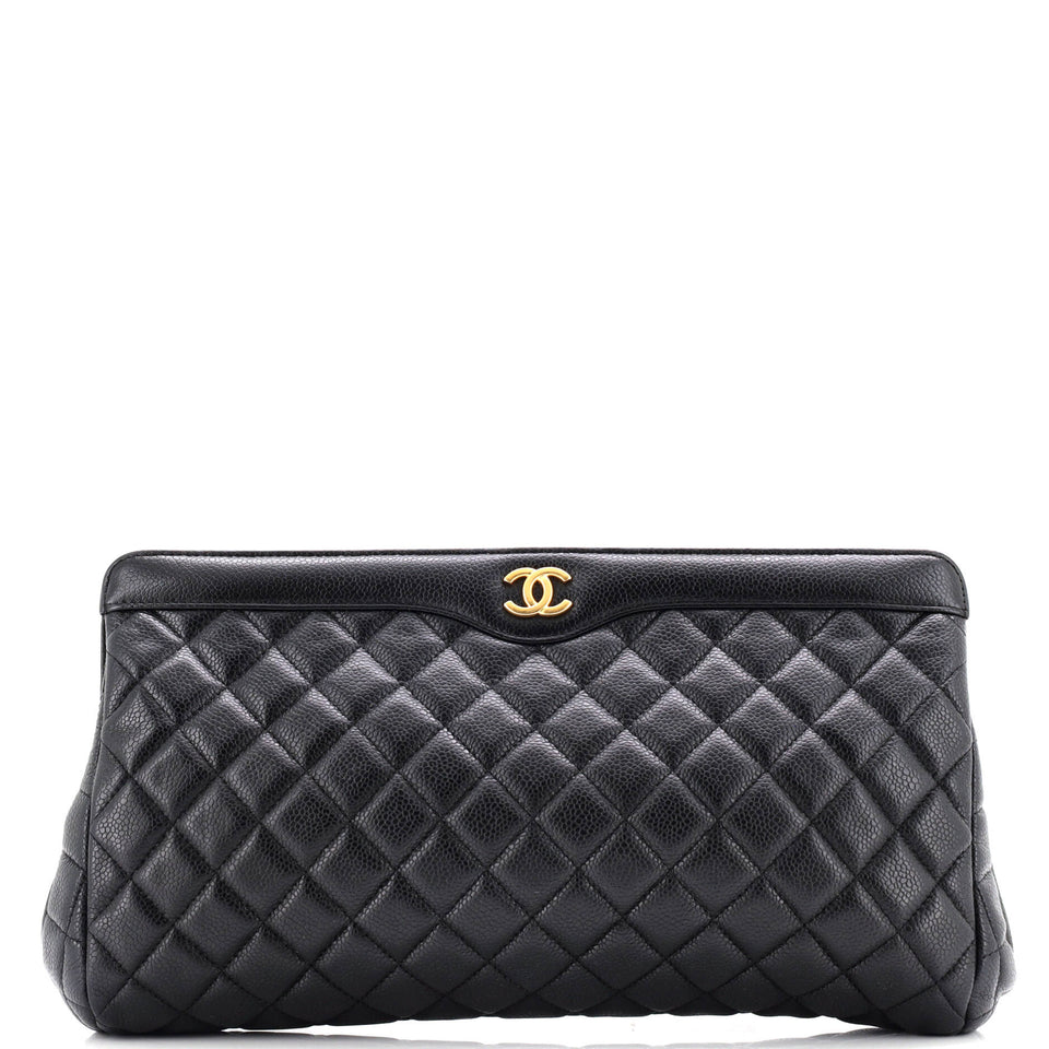 CC Frame Clutch Quilted Caviar Large