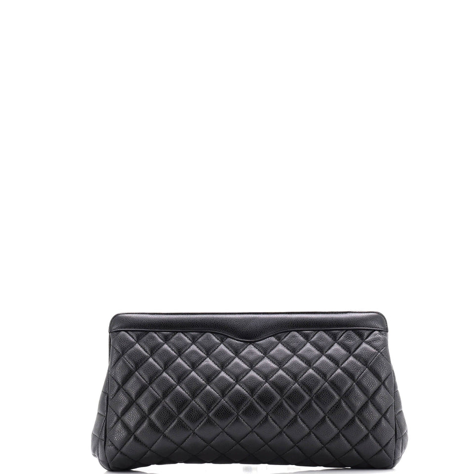 CC Frame Clutch Quilted Caviar Large