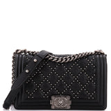 Boy Flap Bag Studded Quilted Distressed Calfskin Old Medium