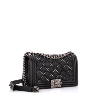 Boy Flap Bag Studded Quilted Distressed Calfskin Old Medium