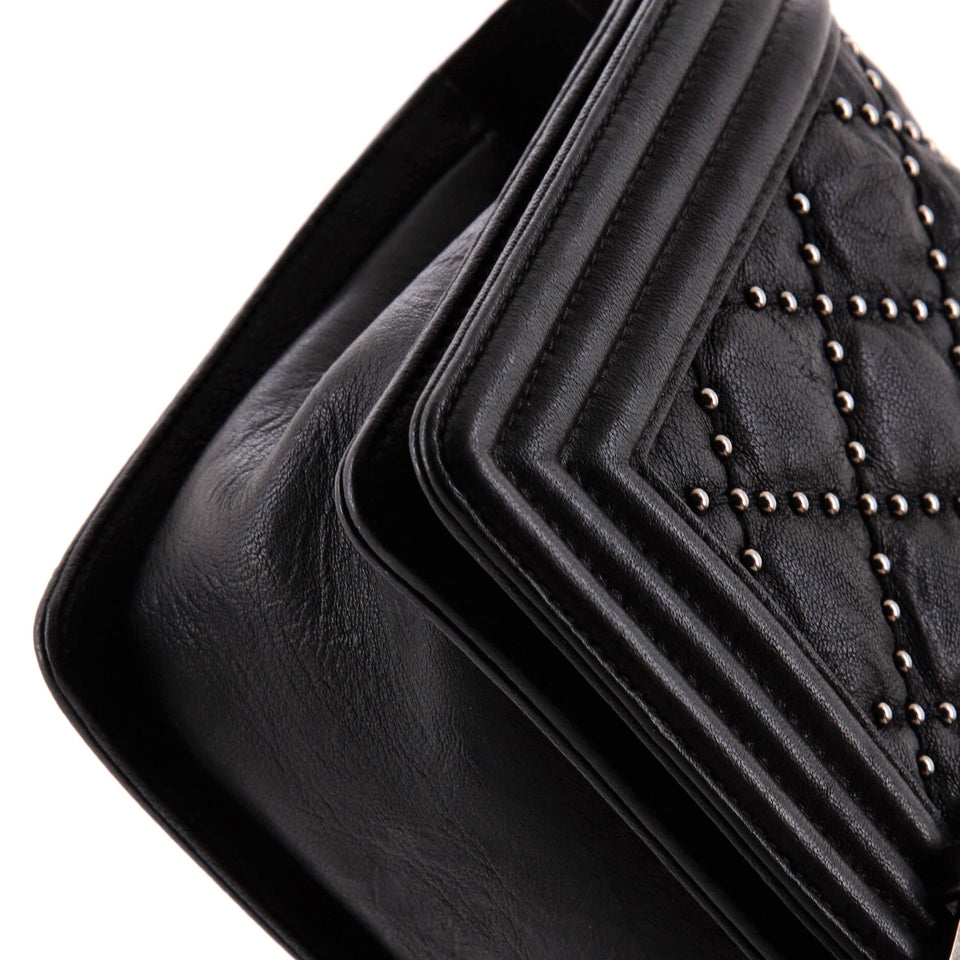 Boy Flap Bag Studded Quilted Distressed Calfskin Old Medium