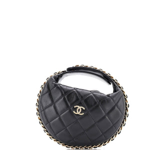 Chain Around Hobo Pouch Quilted Lambskin Mini