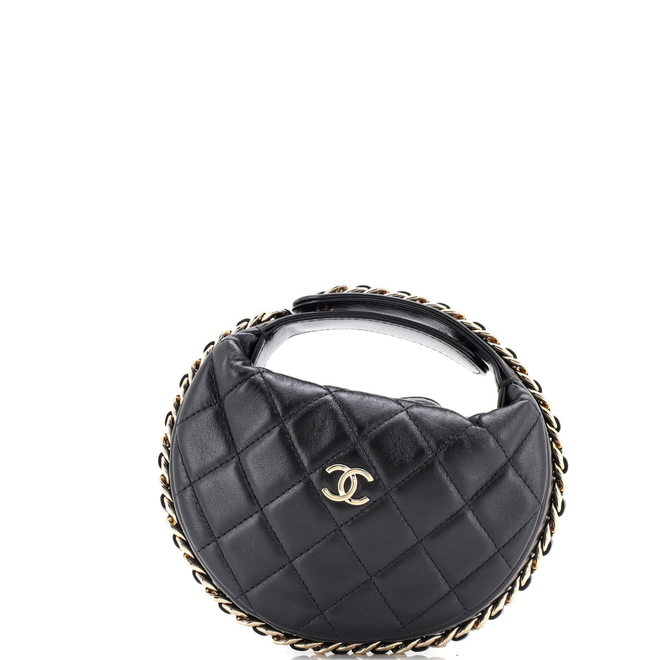 Chain Around Hobo Pouch Quilted Lambskin Mini