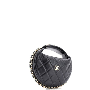 Chain Around Hobo Pouch Quilted Lambskin Mini