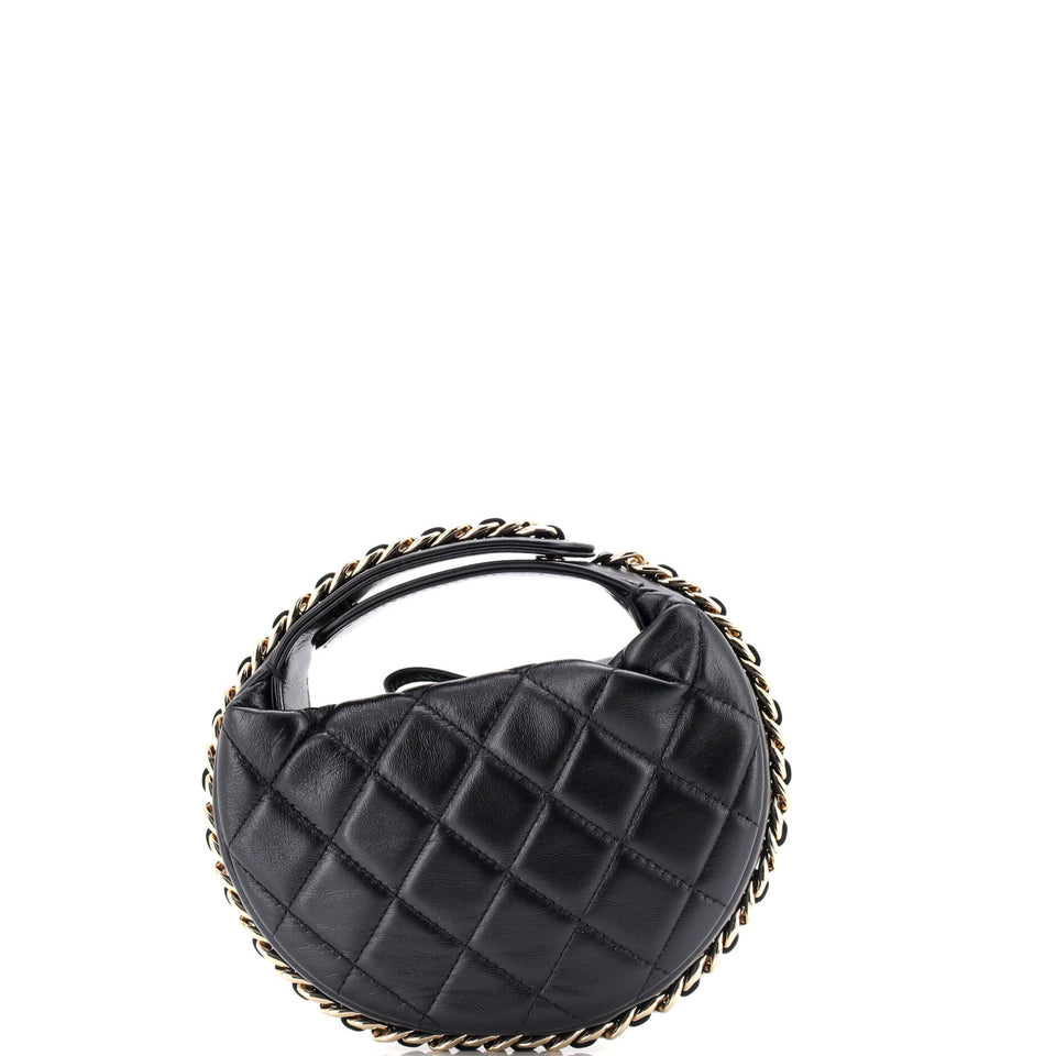 Chain Around Hobo Pouch Quilted Lambskin Mini