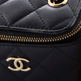 Camellia Bow Vanity Case with Chain Quilted Lambskin Mini