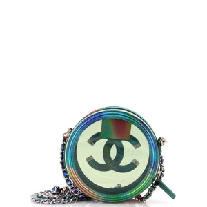 Filigree Round Clutch with Chain PVC with Lambskin Mini