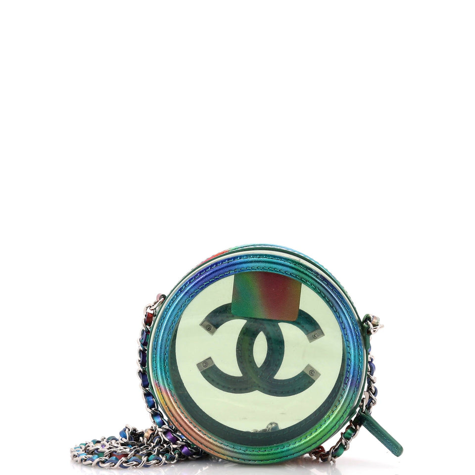 Filigree Round Clutch with Chain PVC with Lambskin Mini