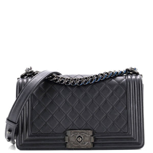 So Black Boy Flap Bag Quilted Calfskin Old Medium