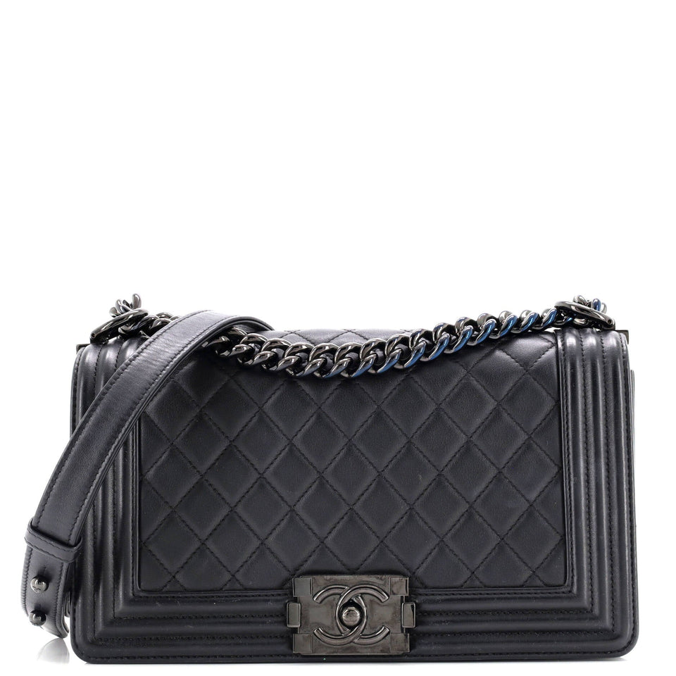 So Black Boy Flap Bag Quilted Calfskin Old Medium