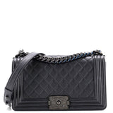 So Black Boy Flap Bag Quilted Calfskin Old Medium