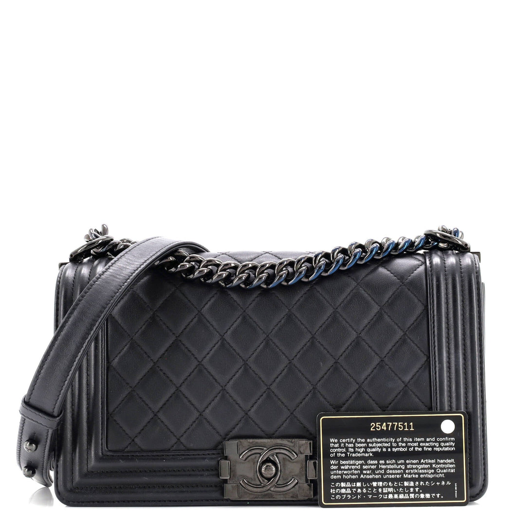 So Black Boy Flap Bag Quilted Calfskin Old Medium