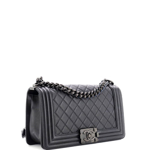 So Black Boy Flap Bag Quilted Calfskin Old Medium