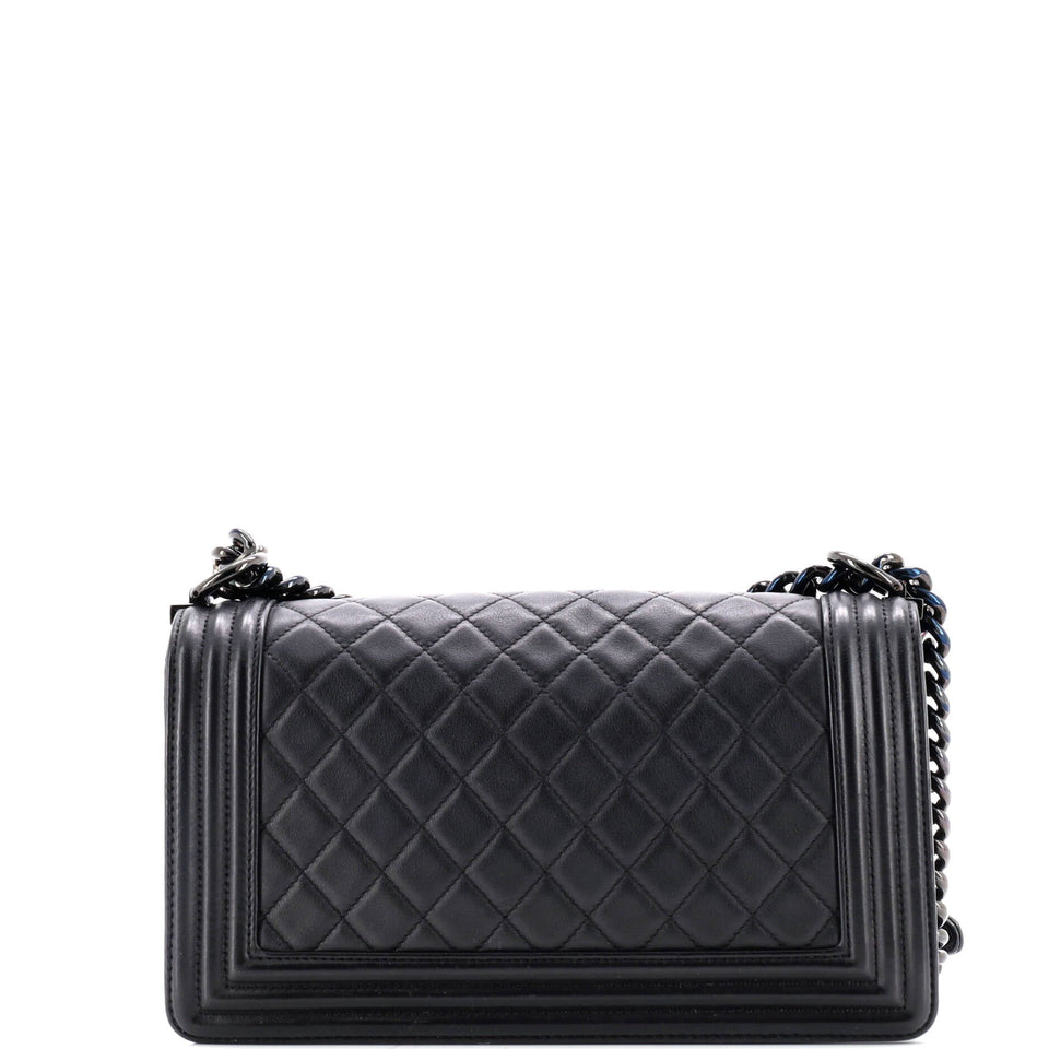 So Black Boy Flap Bag Quilted Calfskin Old Medium