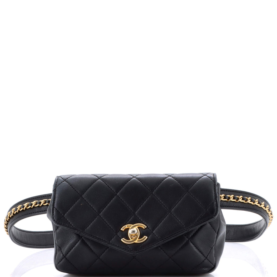 Chain Envelope Belt Bag Quilted Calfskin