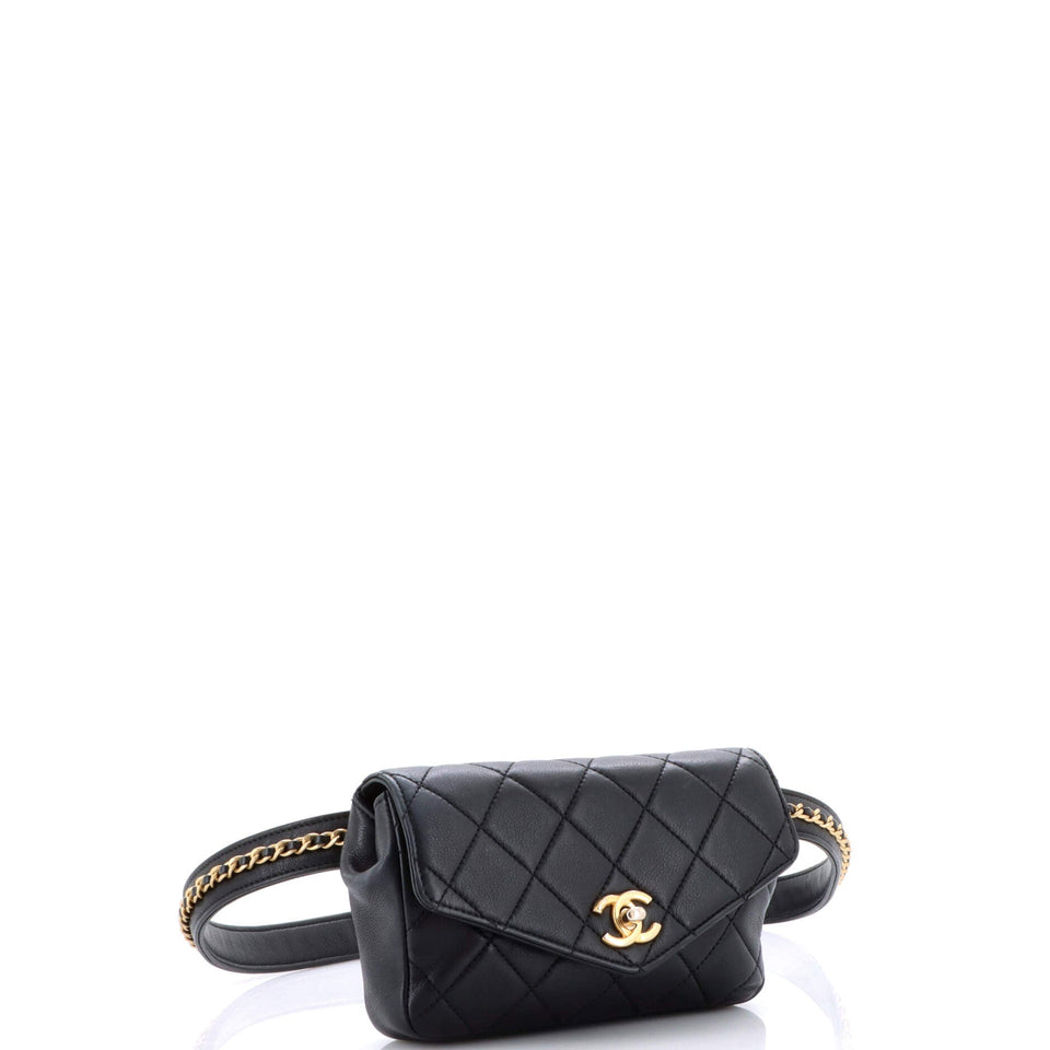 Chain Envelope Belt Bag Quilted Calfskin