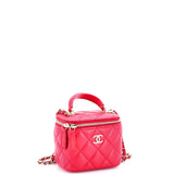 CC Top Handle Vanity Case with Chain Quilted Lambskin with Metal Mini