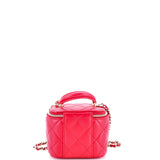 CC Top Handle Vanity Case with Chain Quilted Lambskin with Metal Mini