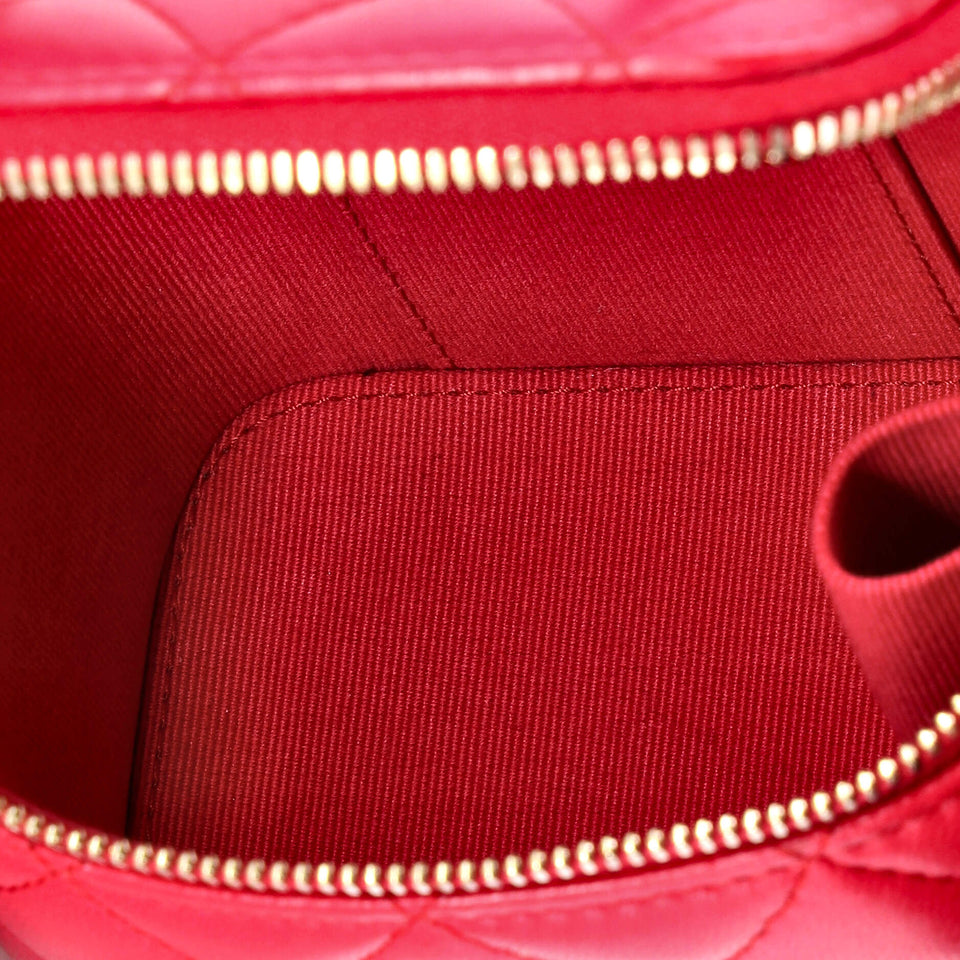 CC Top Handle Vanity Case with Chain Quilted Lambskin with Metal Mini