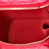 CC Top Handle Vanity Case with Chain Quilted Lambskin with Metal Mini