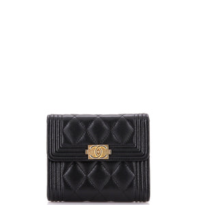 Boy Flap Wallet Quilted Caviar Compact