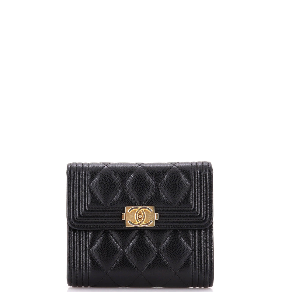 Boy Flap Wallet Quilted Caviar Compact