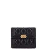 Boy Flap Wallet Quilted Caviar Compact