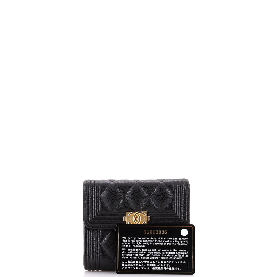 Boy Flap Wallet Quilted Caviar Compact