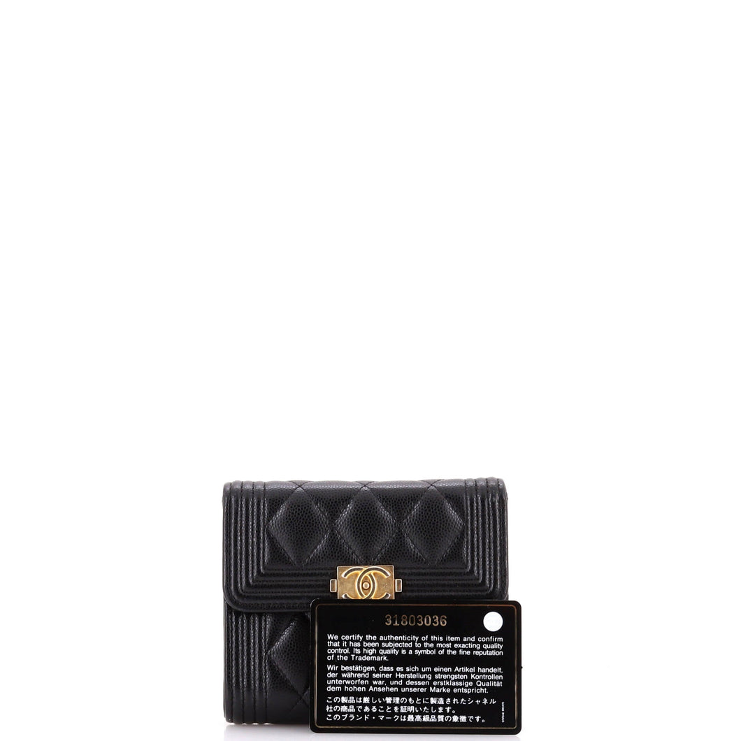 Boy Flap Wallet Quilted Caviar Compact