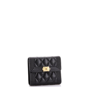 Boy Flap Wallet Quilted Caviar Compact