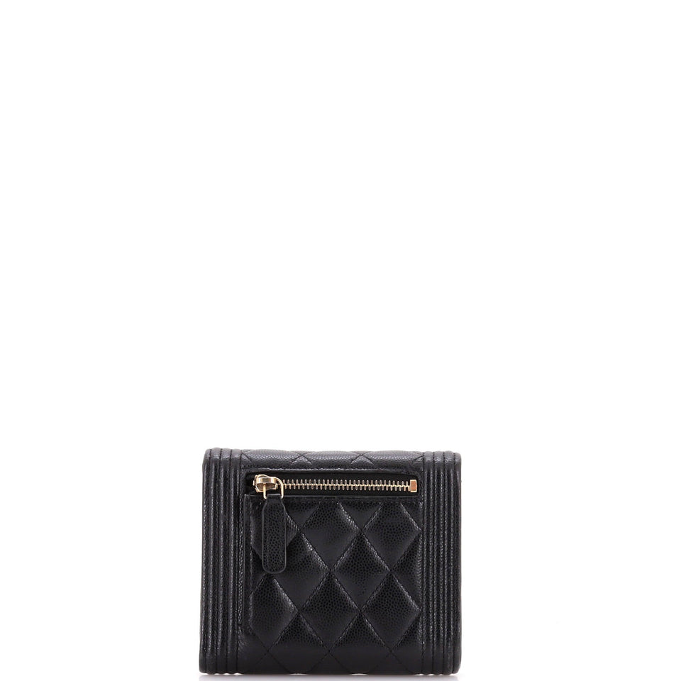 Boy Flap Wallet Quilted Caviar Compact