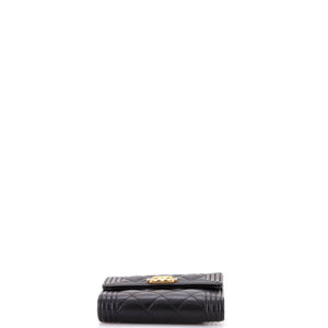 Boy Flap Wallet Quilted Caviar Compact