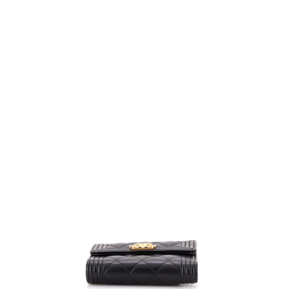 Boy Flap Wallet Quilted Caviar Compact